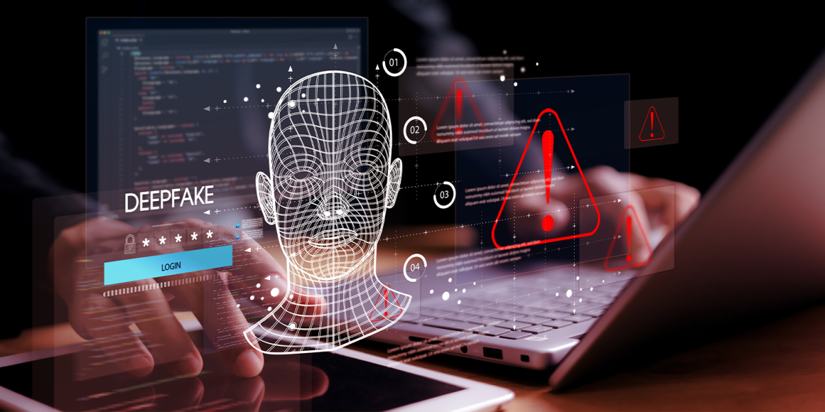 Deepfake concept ,Facial tracking, detection and recognition technology, Security system. Cyber security and Security password login online concept.