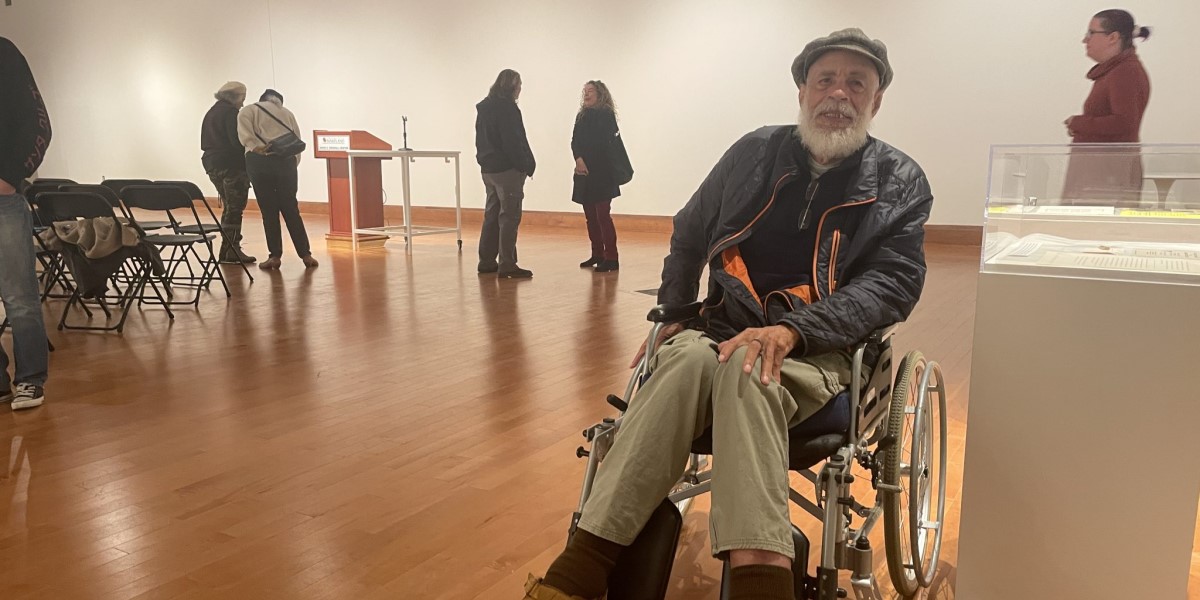 Alonzo Davis poses for a portrait during a student symposium held on Nov. 20, 2023, at the Driskell Center. (Cecilia Clemens Vargas Lugo/The Diamondback)