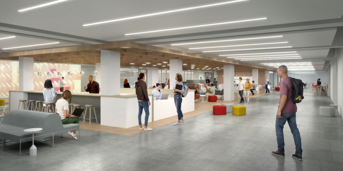 Rendering of the INFO Commons Lounge