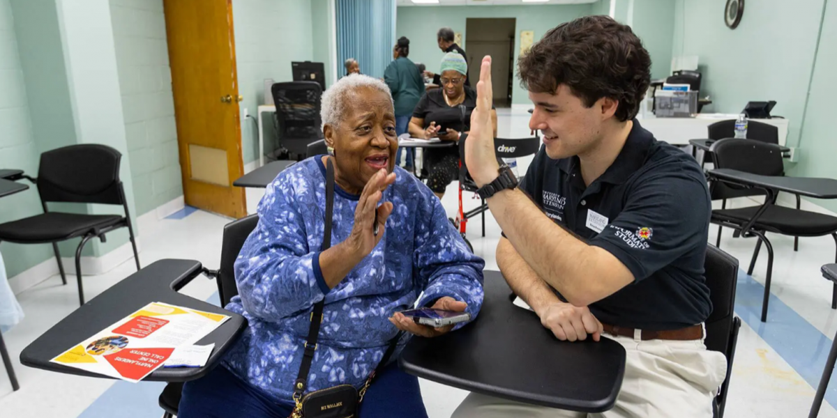 Francena Bean-Waters of Baltimore and Tech Extension Educator Blaise Brennan '18.