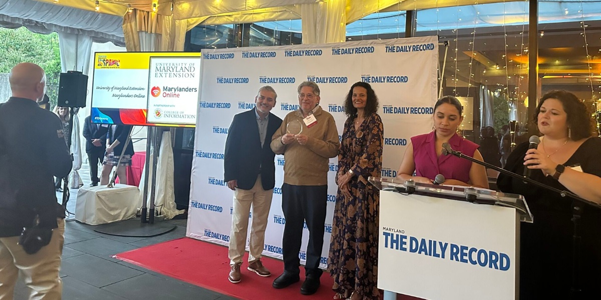 Members of the Marylanders Online team accept the 2025 Maryland Hispanic Leadership Empowerment Award
