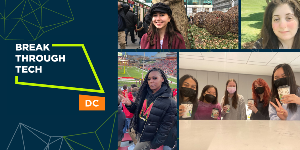 Break Through Tech DC logo with photos of the Sprinterns