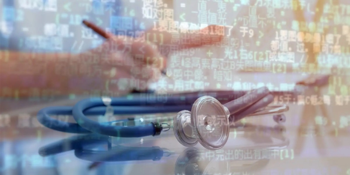 Photo of a person writing on a tablet with a stethoscope